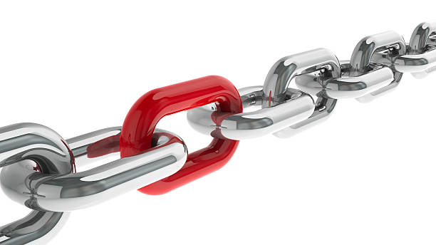 Chain with red link - concept particular person, three-dimensional rendering